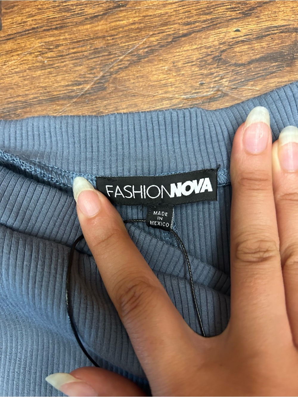 Fashion Nova Abbey snatched Slate Blue Ribbed maxi Skirt - Picture 4 of 8